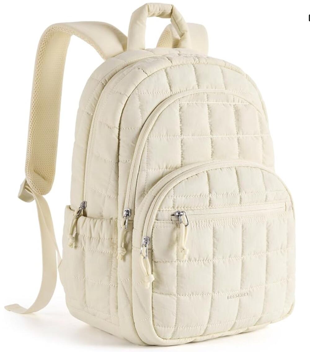 BAGSMART Travel Backpack, College Laptop Backpack, Personal Carry-on- Vanilla
